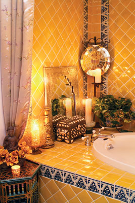 
Homeowners Gilda Meyer-Niehof and Daniel Nadelbach worked together every step of the way to remodel and decorate their master bathroom. She created the tile design, and he installed the tiles.
